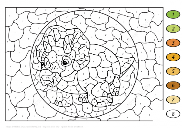 Triceratops Color by Number image