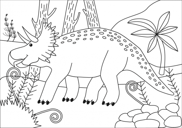 Triceratops Cretaceous Period Dinosaur coloring page image