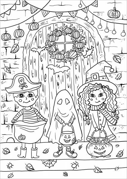 Trick-or-Treat coloring page image