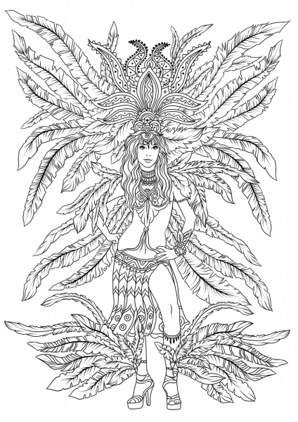 Trinidad and Tobago Carnival Dancer coloring page image