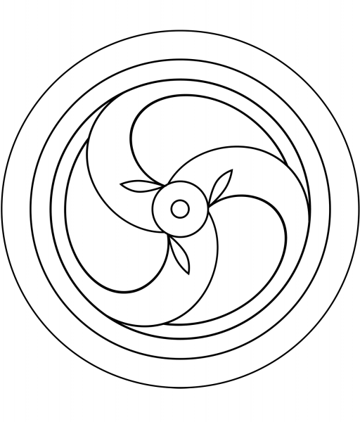 Trinity Spiral Mandala coloring page image