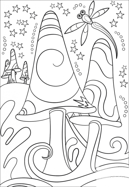 Trippy Shrooms coloring page image
