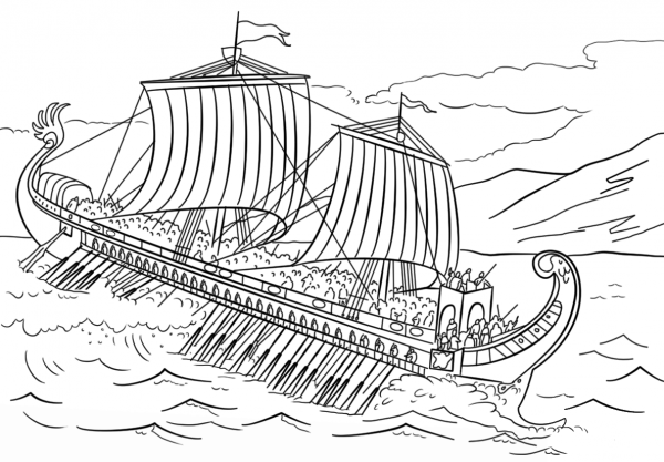 Trireme coloring page image