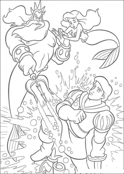 Triton is not glad to see Eric  coloring page image