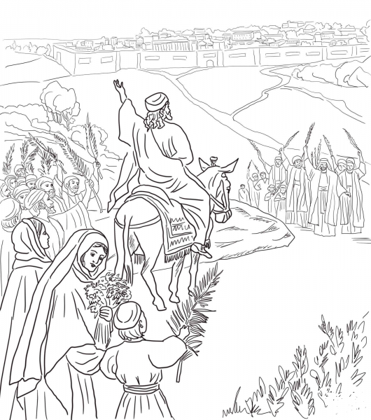 Triumphal Entry Into Jerusalem coloring page image