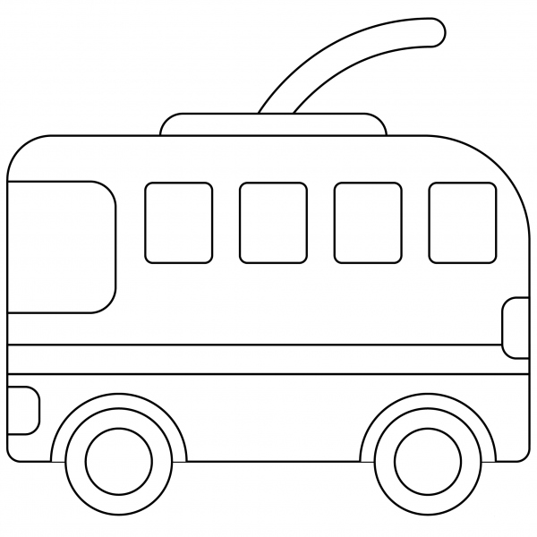 Trolley Bus Emoji coloring page image