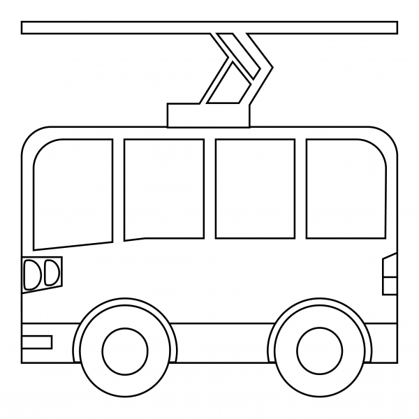 Trolleybus coloring page image