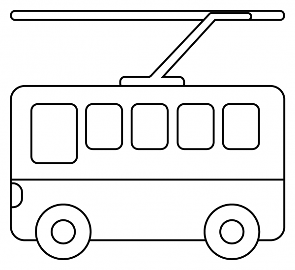 Trolleybus Emoji coloring page image