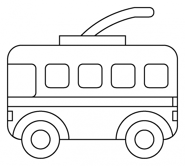 Trolleybus Emoji coloring page image