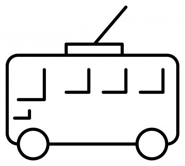 Trolleybus Emoji coloring page image