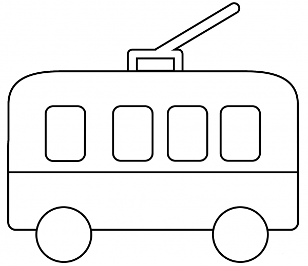 Trolleybus Emoji coloring page image