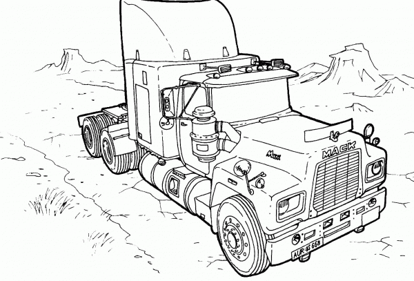 Truck Mack coloring page image