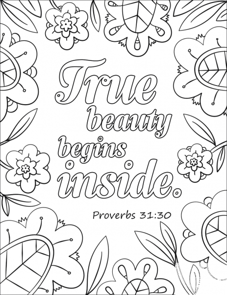 True Beauty Begins Inside coloring page image