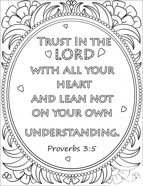Trust in the Lord with All Your Heart and Lean Not on Your Own Understanding coloring page image