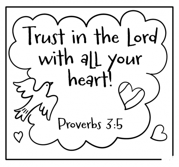 Trust in the Lord with All Your Heart – Encouraging Christian Note coloring page image