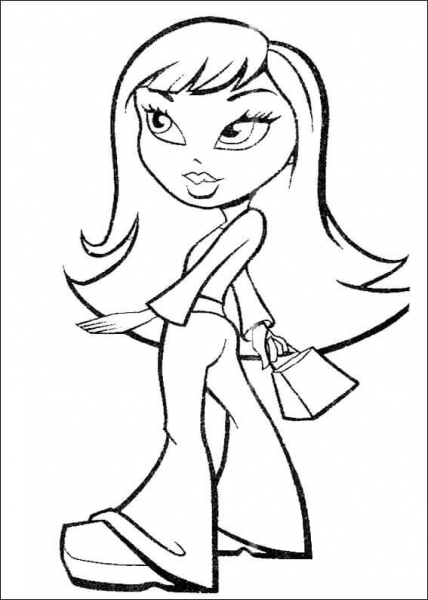 Trying Flared trousers coloring page image
