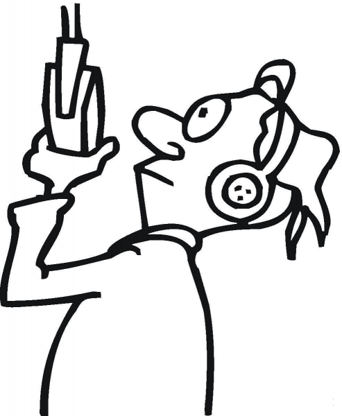 Trying to Sing in the Recording studio coloring page image