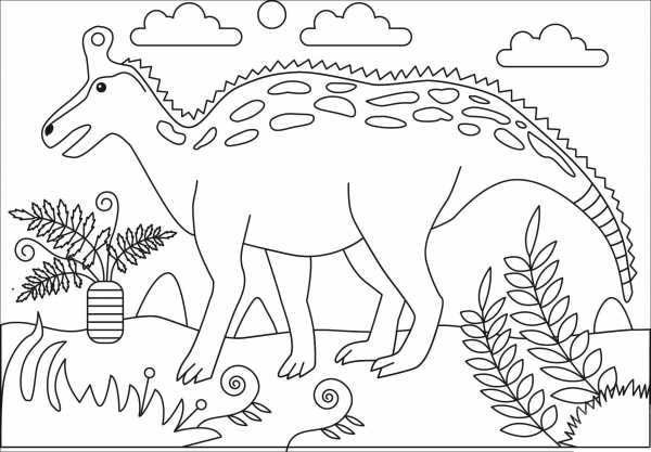 Tsintaosaurus coloring page image