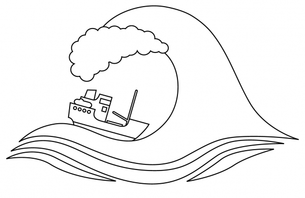 Tsunami coloring page image