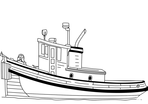 Tugboat coloring page image