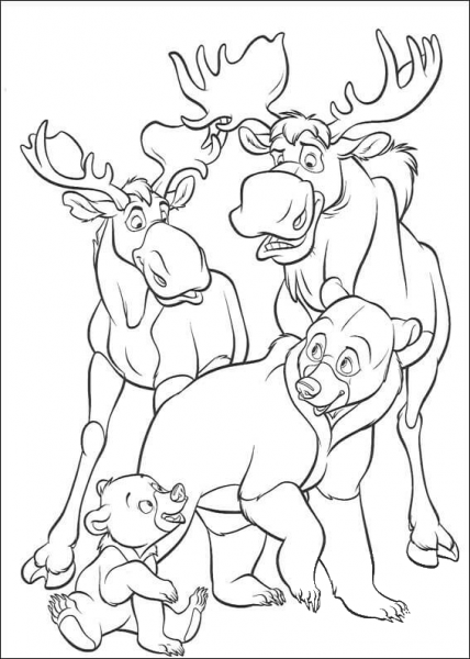 Tuke and Rutt Moose and bears coloring page image