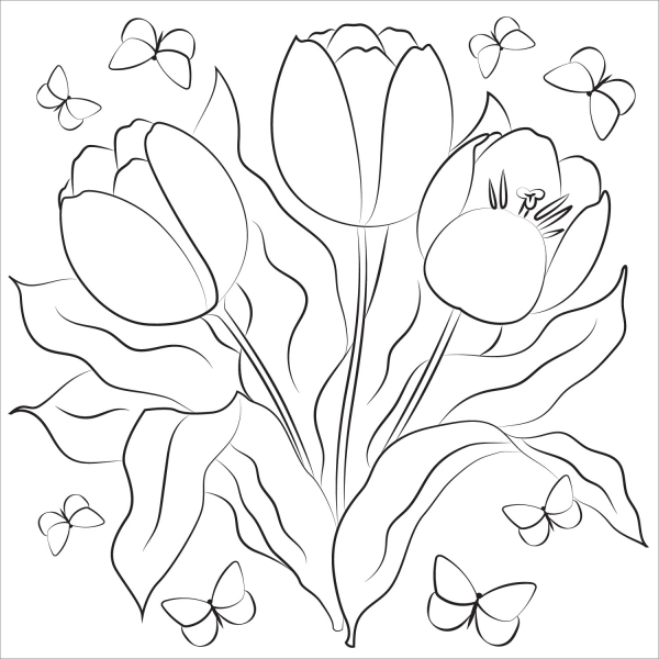 Tulip coloring page image