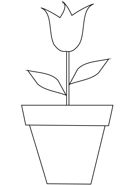 Tulip in a Pot coloring page image