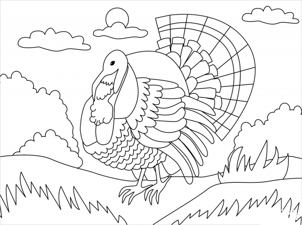 Turkey coloring page image