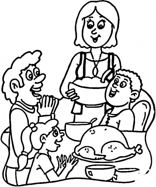 Turkey Dinner  coloring page image