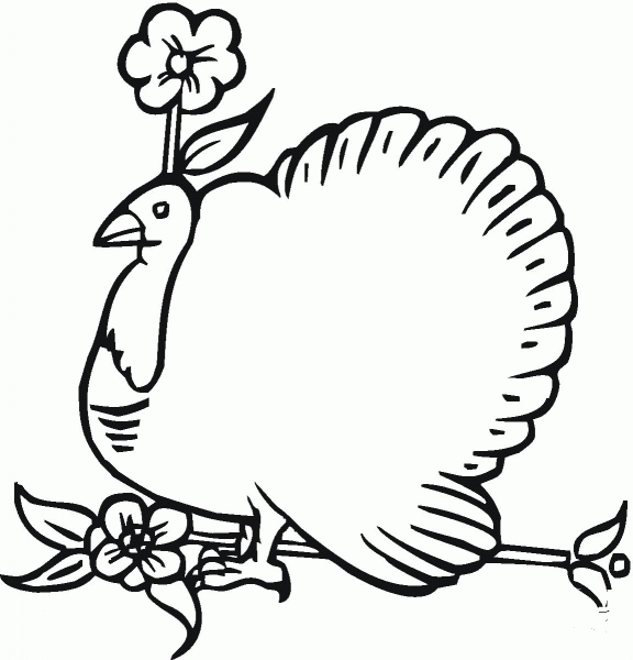 Turkey Likes Flower coloring page image