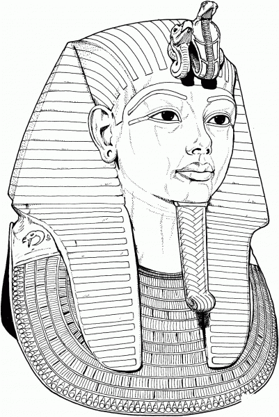 Tutankhamun Death Mask coloring page image