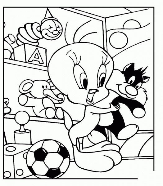 Tweety and His Toys coloring page image