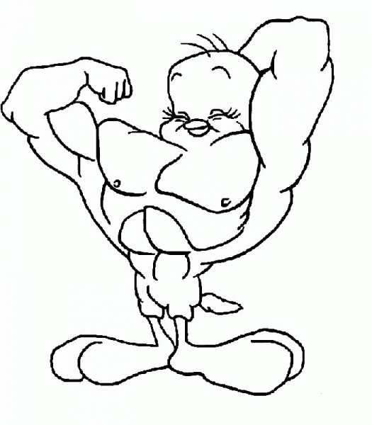 Tweety Bodybuilder coloring page image