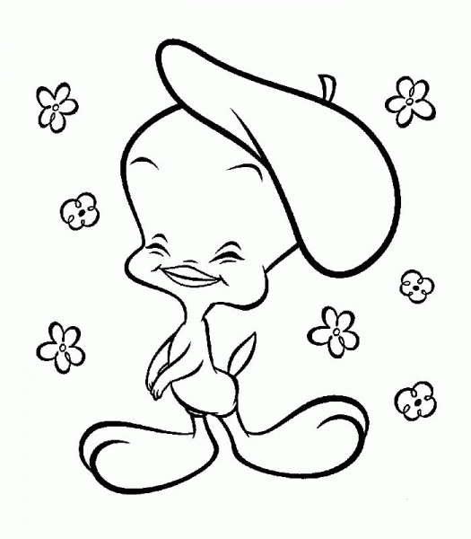 Tweety in Beret coloring page image