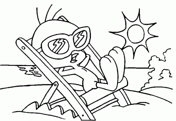 Tweety on the Beach coloring page image
