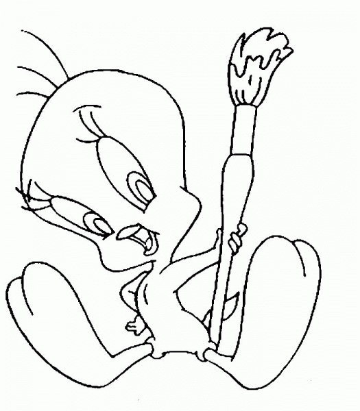 Tweety the Painter coloring page image
