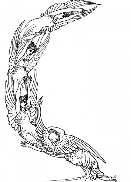 Twisty Group of Angels coloring page image