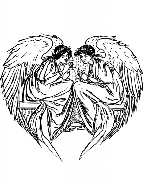 Two Angels coloring page image