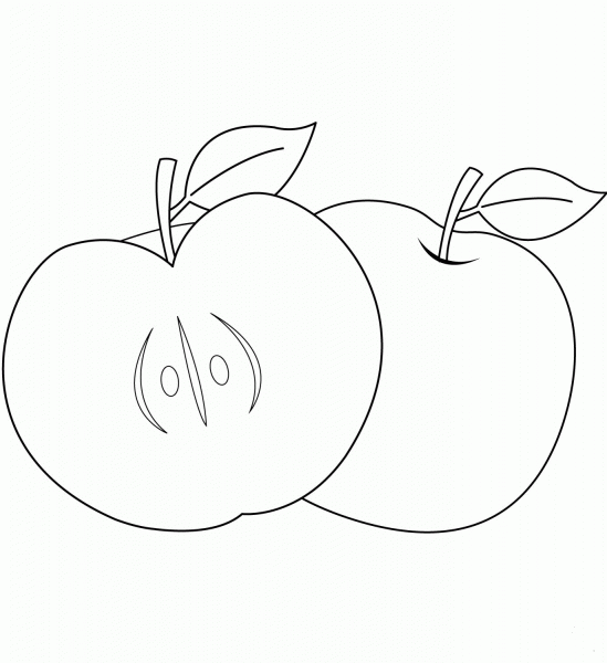 Two Apples coloring page image