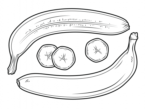 Two Bananas and Banana Slice coloring page image