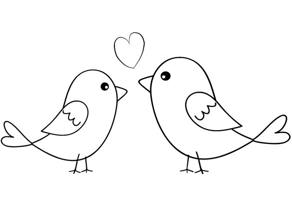 Two Birds in Love coloring page image