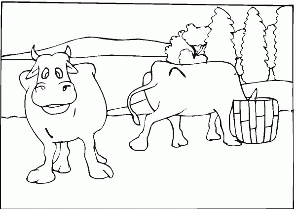 Two Cows coloring page image