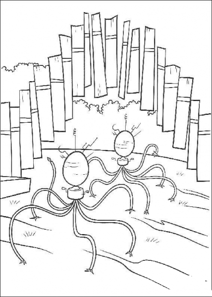 Two dangerous aliens coloring page image