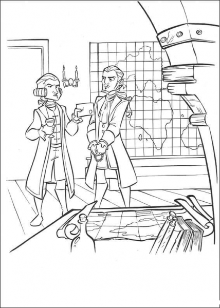 Two Enemies  coloring page image