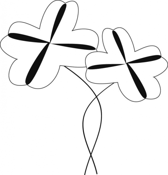 Two Four-leaf Clovers coloring page image