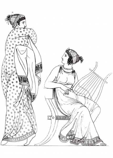 Two Grecian Ladies  coloring page image