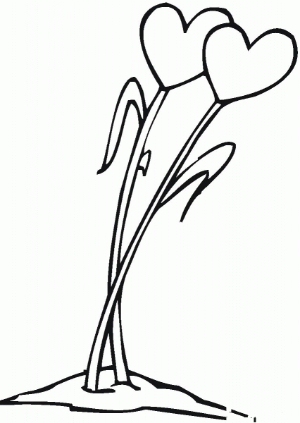 Two Hearts Are Standing Next to Each Other coloring page image