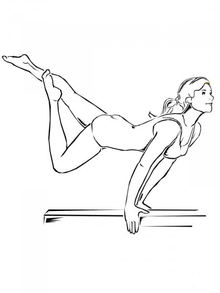 Balance Beam Artistic Gymnastics coloring page image