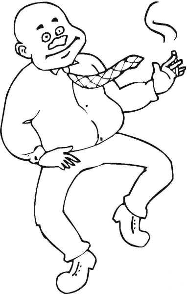 Bald Man Is Dancing  coloring page image