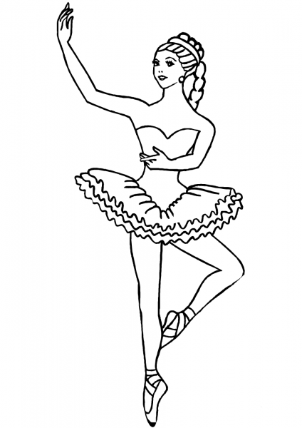 Ballerina coloring page image
